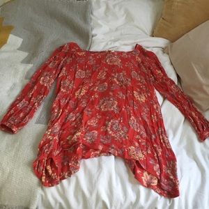 Red billabong long sleeve floral dress